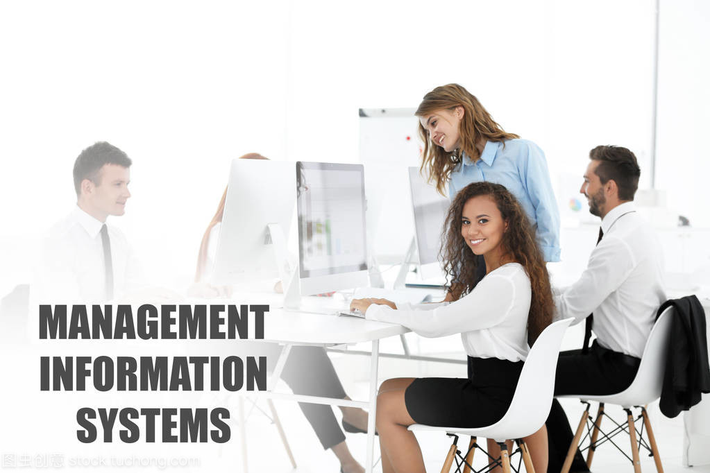 管理信息系统的概念。商务会议办公室里的人